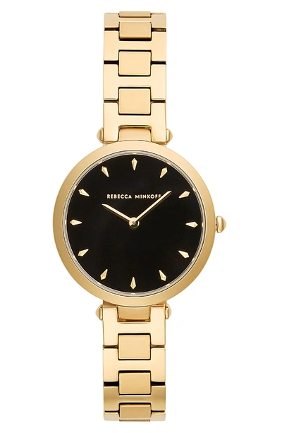 Shop Rebecca Minkoff T-bar Bracelet Strap Watch, 33mm In Gold/ Black/ Gold