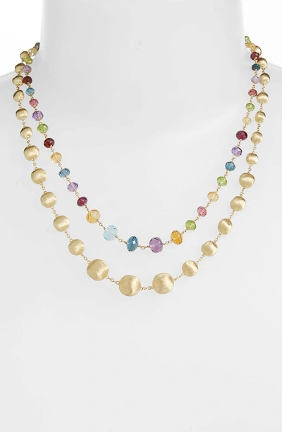 Shop Marco Bicego Africa Semiprecious Stone Long Strand Necklace In Yellow Gold