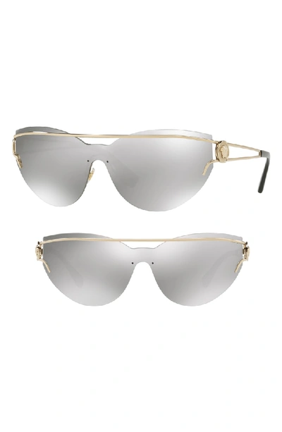 Shop Versace Rock Icons Medusa 138mm Rimless Shield Sunglasses - Gold/ Grey Mirror