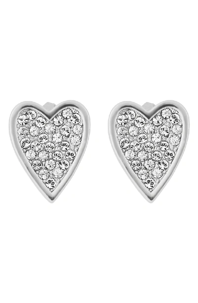 Shop Adore Pave Crystal Heart Earrings In Silver