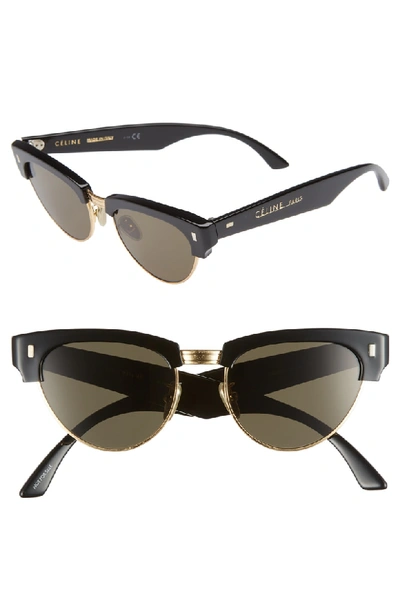 Shop Celine 51mm Modified Cat Eye Sunglasses In Black/ Mineral Lens