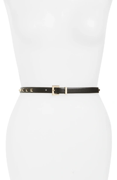 Shop Valentino Garavani Rockstud Skinny Calfskin Leather Belt In Nero