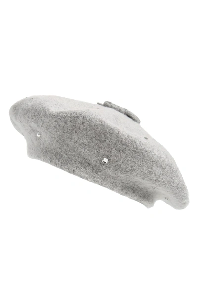 Shop Kate Spade Bedazzled Felt Beret - Grey In Heather Grey/ Clear