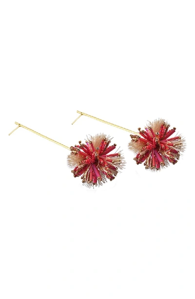 Shop Mishky Large Hedgehog Statement Earrings In Gold/ Coral/ Copper