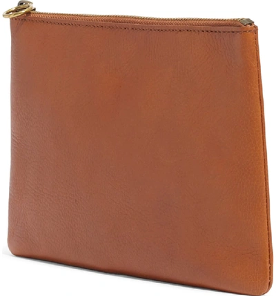 Madewell The Leather Pouch Clutch in English Saddle - Size One S