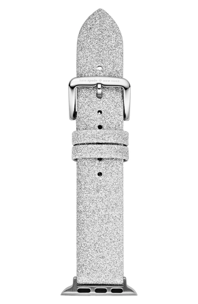 Shop Kate Spade Apple Watch Strap, 38mm In Silver Glitter