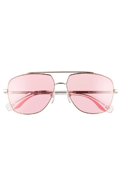 Shop Marc Jacobs 58mm Navigator Sunglasses - Gold/ Pink