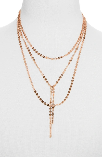 Shop Baublebar Amber Layered Chain Y-necklace In Rose Gold
