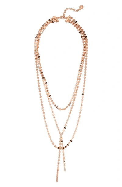 Shop Baublebar Amber Layered Chain Y-necklace In Rose Gold