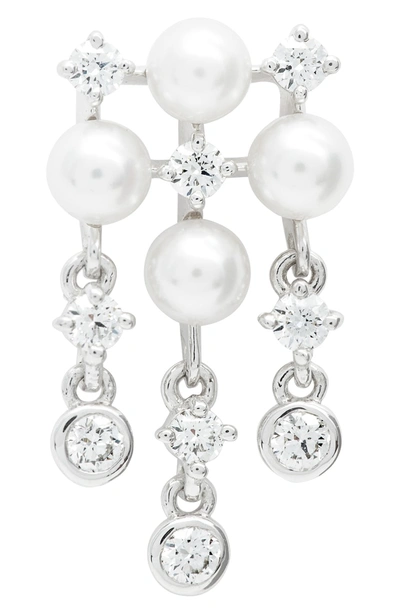 Shop Mikimoto Akoya Cultured Pearl & Diamond Earrings In White Gold