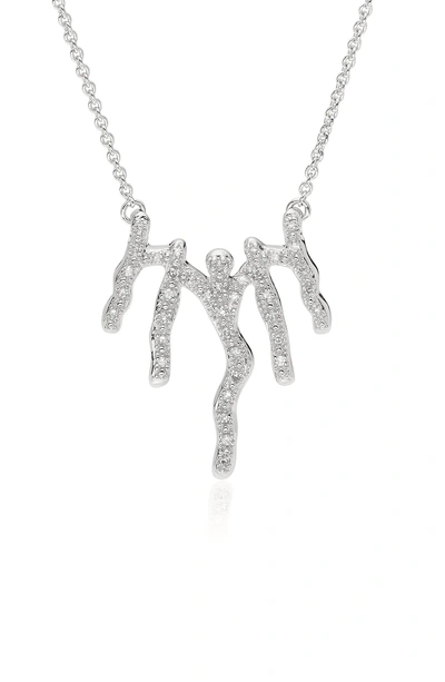 Shop Monica Vinader Riva Waterfall Diamond Necklace In Silver/ Diamond