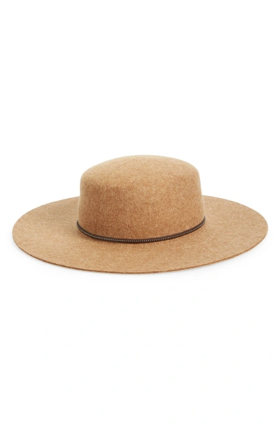 Shop Frye Santa Fe Belted Wool Felt Boater Hat In Lt Brown