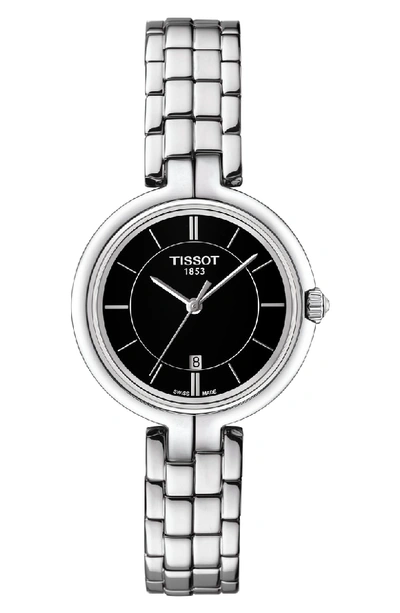 Shop Tissot Flamingo Bracelet Watch, 26mm In Silver/ Black/ Silver