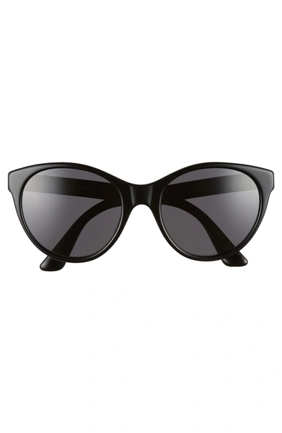 Shop Gucci 54mm Round Cat Eye Sunglasses - Black/ Crystal/ Solid Grey