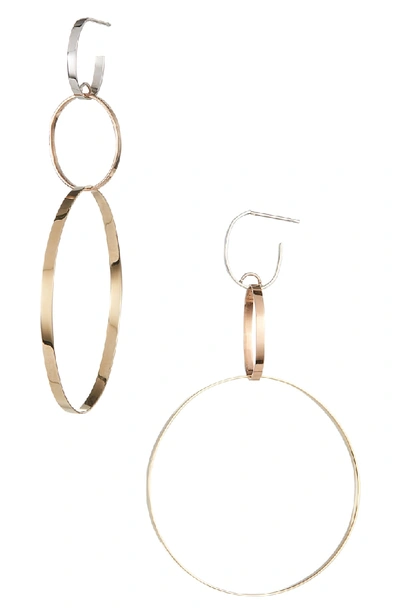 Shop Lana Jewelry Three-link Hoop Drop Earrings In Gold/ Rose Gold/ White Gold