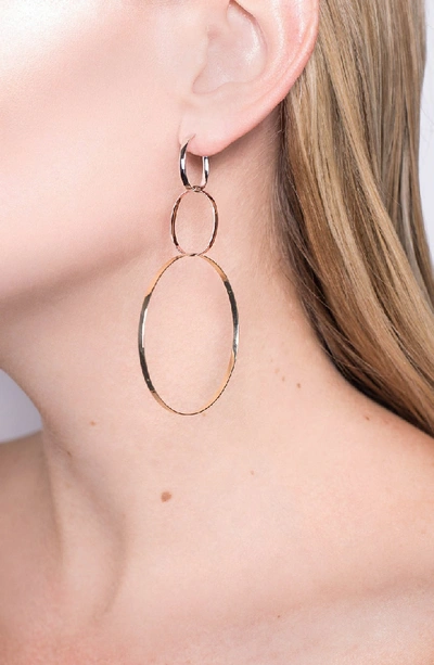 Shop Lana Jewelry Three-link Hoop Drop Earrings In Gold/ Rose Gold/ White Gold