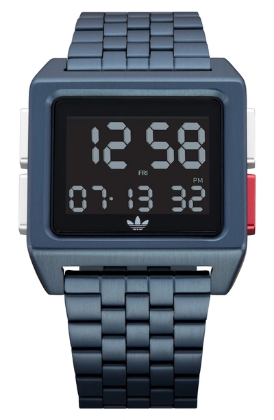 Shop Adidas Originals Archive Digital Bracelet Watch, 36mm In Navy/ Black/ Navy