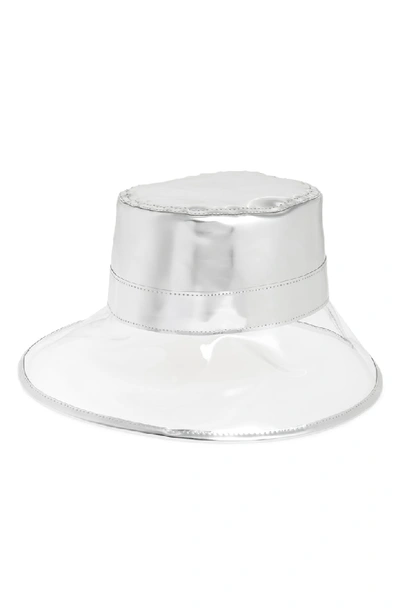 Shop Eric Javits Go Go Rain Bucket Hat - Metallic In Crystal/ Silver