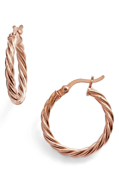 Shop Argento Vivo Rope Hoop Earrings In Rose Gold