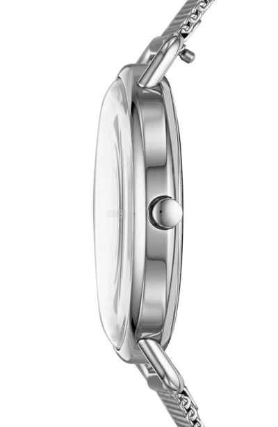 Shop Skagen Horisont Diamond Mesh Strap Watch, 36mm In Silver/ Blue/ Silver