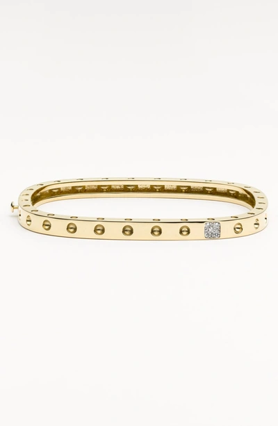 Shop Roberto Coin 'pois Mois' Hinged Bangle With Diamonds In Yellow Gold