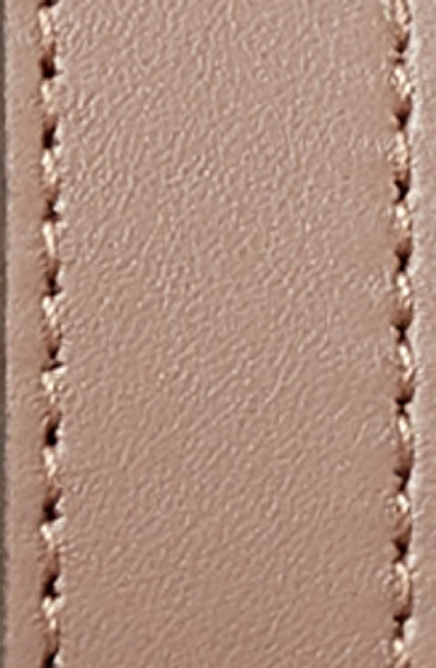 Shop Gucci Imitation Pearl Logo Buckle Leather Skinny Belt In Porcelain Rose/ Cream