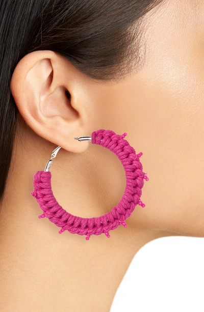 Shop New Friends Colony Palma Hoop Earrings In Fuchsia