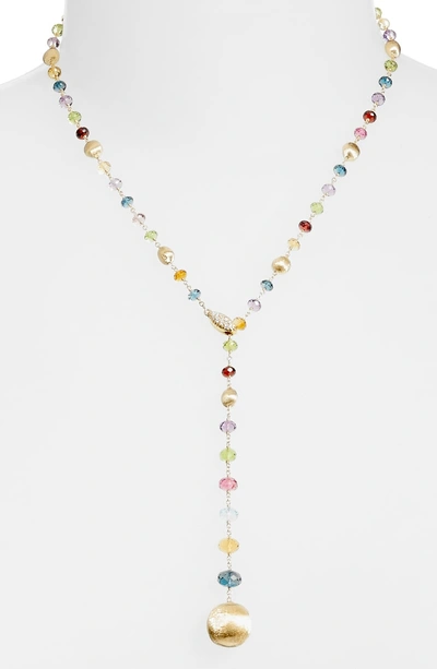 Shop Marco Bicego Africa Semiprecious Stone Lariat Necklace In Yellow Gold
