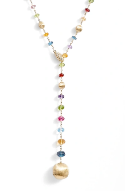 Shop Marco Bicego Africa Semiprecious Stone Lariat Necklace In Yellow Gold