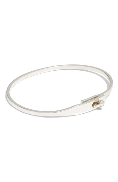 Shop Madewell Delicate Glider Bangle Bracelet In Light Silver Ox