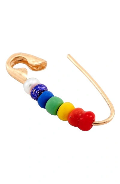 Shop Loren Stewart Pride Rainbow Safety Pin Earring In Gold