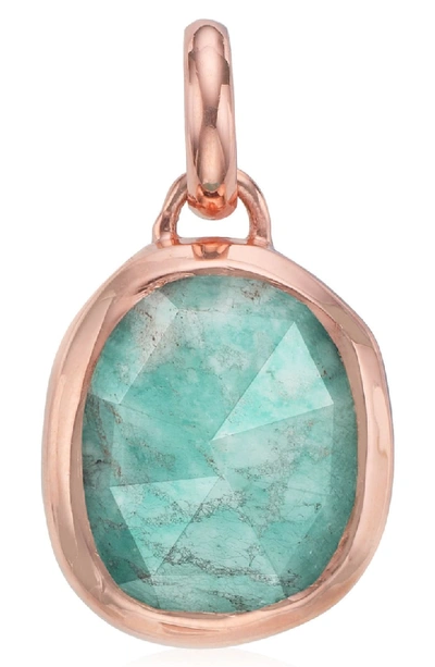 Shop Monica Vinader Siren Semiprecious Stone Pendant Charm In Rose Gold/ Amazonite