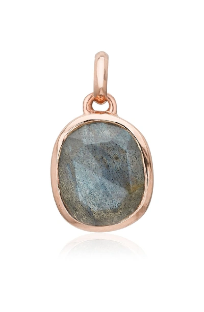Shop Monica Vinader Siren Semiprecious Stone Pendant Charm In Rose Gold/ Labradorite