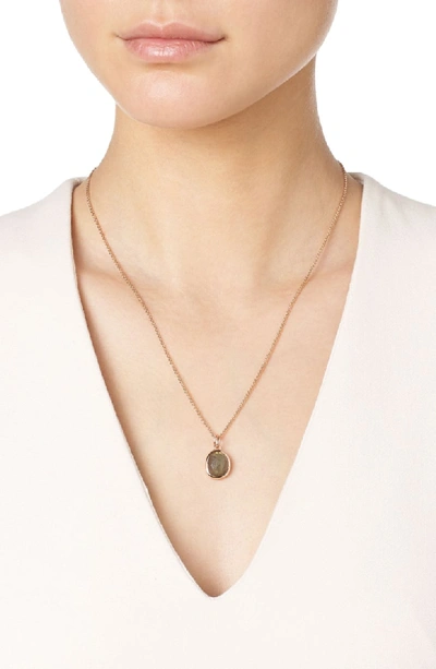 Shop Monica Vinader Siren Semiprecious Stone Pendant Charm In Rose Gold/ Labradorite