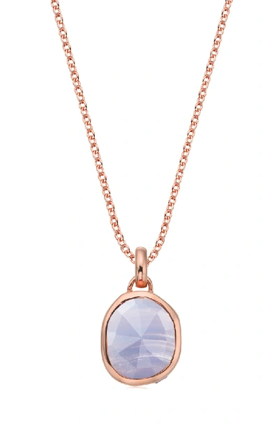 Shop Monica Vinader Siren Semiprecious Stone Pendant Charm In Blue Lace Agate/ Rose Gold
