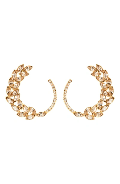 Oscar De La Renta Navette & Pavé Hoop Earrings In Silk