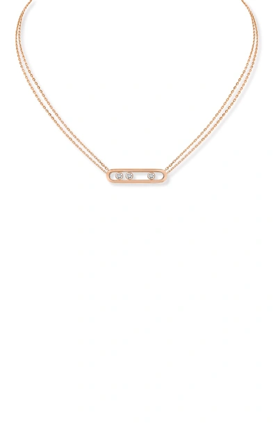 Messika Two Strand Move Diamond Necklace In Rose Gold