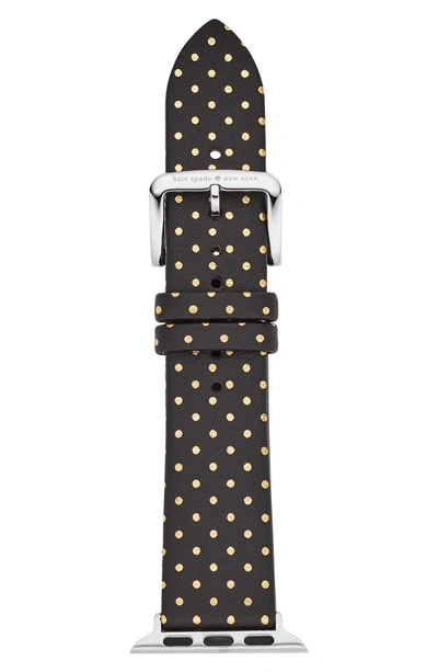 Shop Kate Spade Apple Watch Strap, 38mm In Black/ Gold