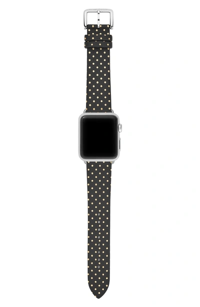 Shop Kate Spade Apple Watch Strap, 38mm In Black/ Gold