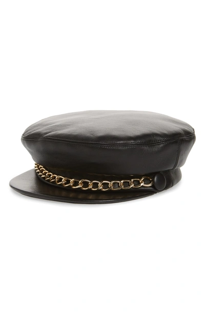 Shop Eugenia Kim Marina Leather Baker Boy Cap - Black