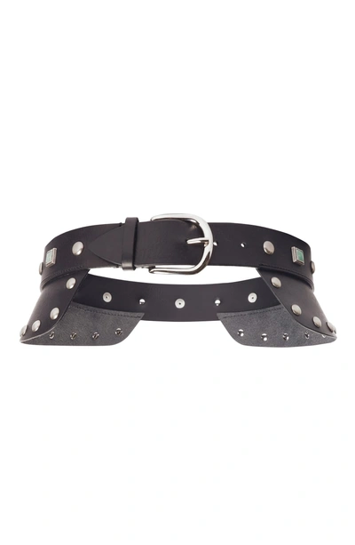 Shop Isabel Marant Tricy Studded Leather Belt In Black