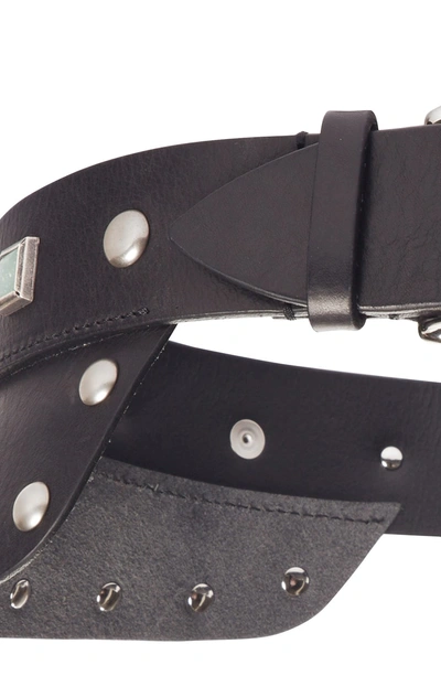 Shop Isabel Marant Tricy Studded Leather Belt In Black
