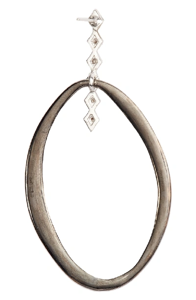 Shop Armenta New World Large Pointed Oval Earrings In Blackened Silver/ Silver
