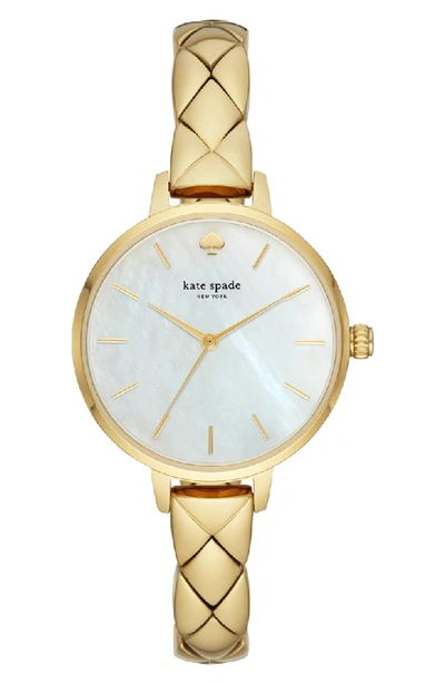 Shop Kate Spade Metro Bracelet Watch, 34mm In Gold/ Mop/ Gold
