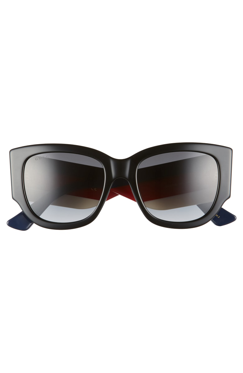 Gucci Gg0276s Black Oversize Cat Eye Acetate Sunglasses W/sylvie Web  Temples In Black/shaded Smoke | ModeSens