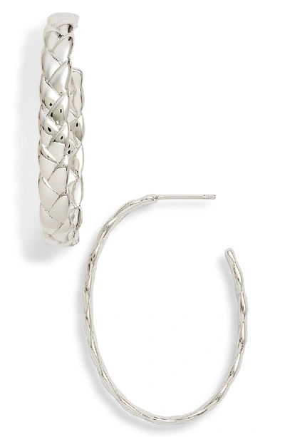 Shop Melanie Auld Woven Hoop Earrings In Silver