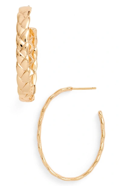 Shop Melanie Auld Woven Hoop Earrings In Gold
