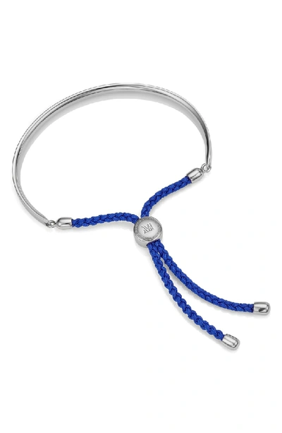 Shop Monica Vinader Engravable Petite Fiji Friendship Bracelet In Silver/ Majorelle Blue