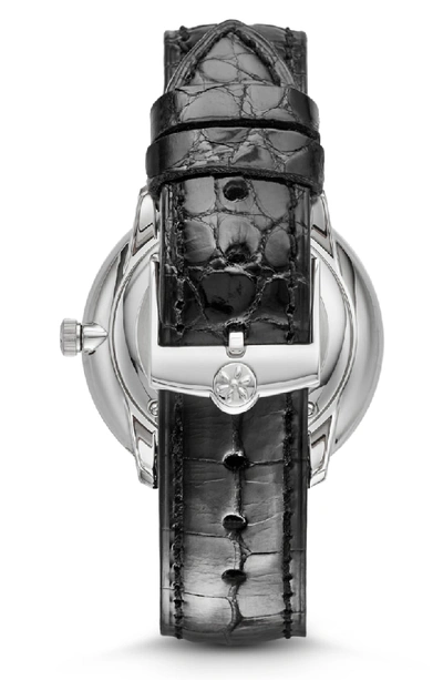 Shop Gomelsky The Lois Diamond Alligator Strap Watch, 36mm In Black/ Sandstone/ Silver