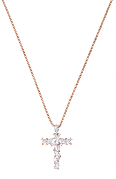 Shop Swarovski Magda Cross Necklace In Rose Gold